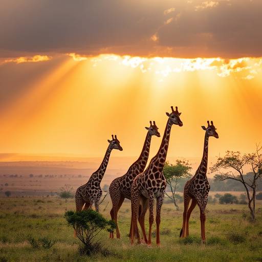 Giraffes roaming freely in Murchison Falls National Park.